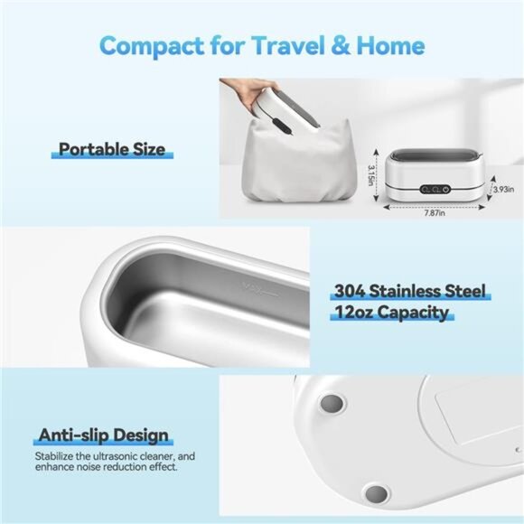 Ultrasonic Jewelry Cleaner Professional 48KHz Machine for Rings Glasses Watch - Picture 5 of 7